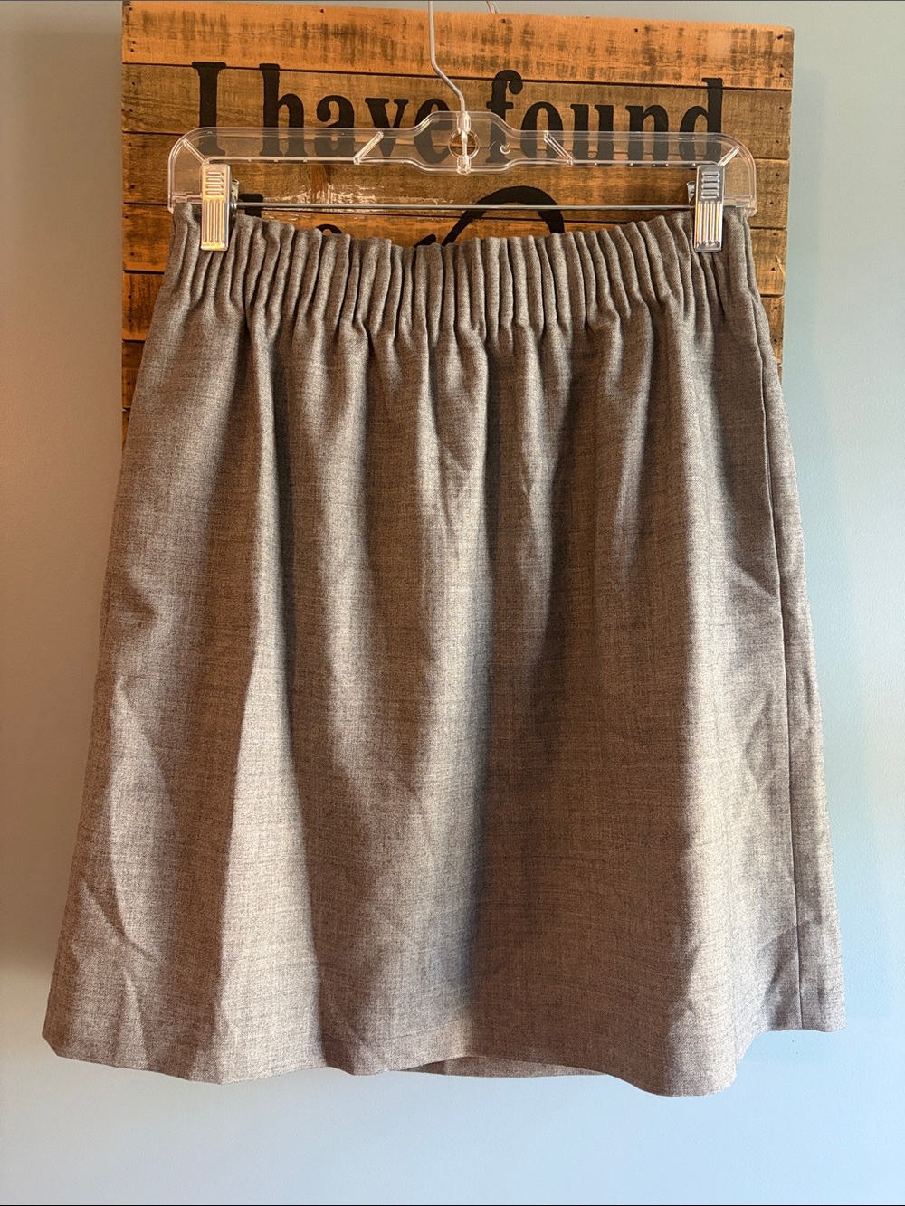 J. Crew Gray Elastic-Waist A-Line Skirt Wool Blend NWT